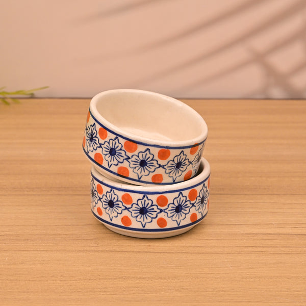 Whimsical Blue & White Chutney Bowl (Set of 2)