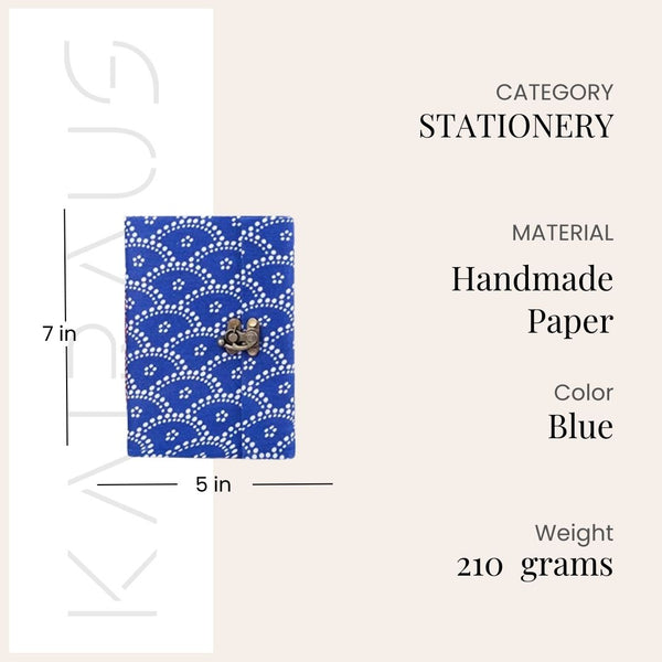Blue and White Diary with Lock (7x5inch)