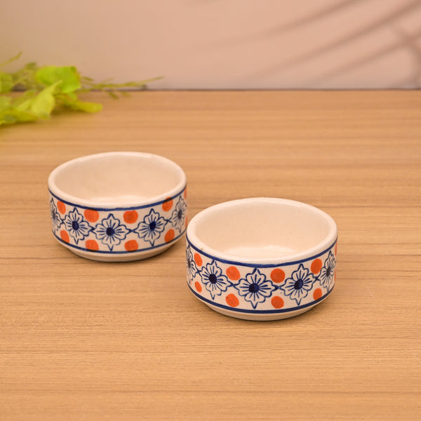 Whimsical Blue & White Chutney Bowl (Set of 2)