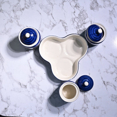 Royal Blue Elegance Hand-Painted Condiment Set