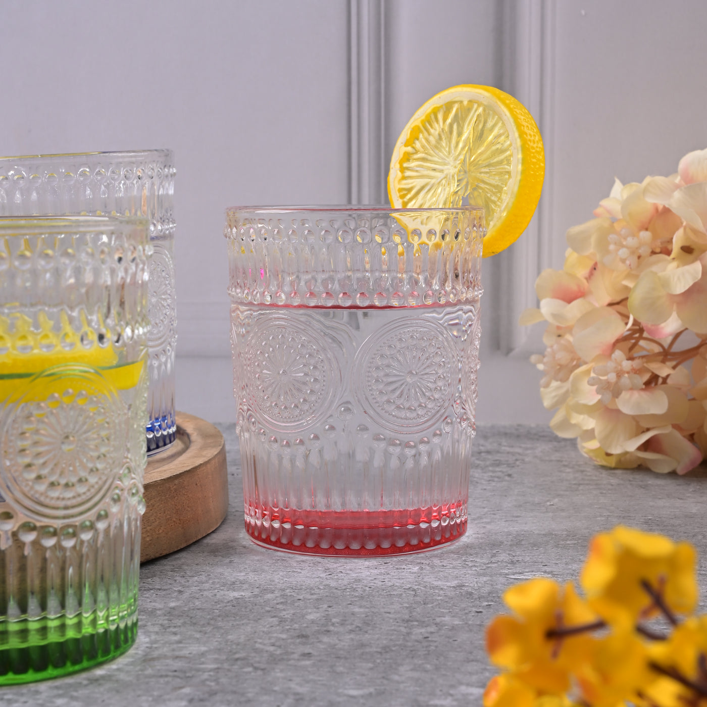 Multicolor Textured Drinking Glasses (Set of 6)