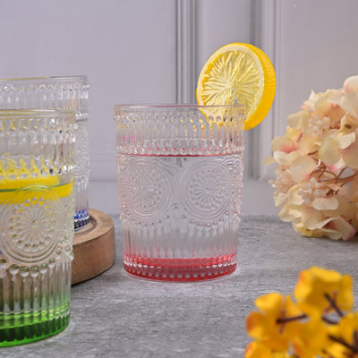 Multicolor Textured Drinking Glasses (Set of 6)