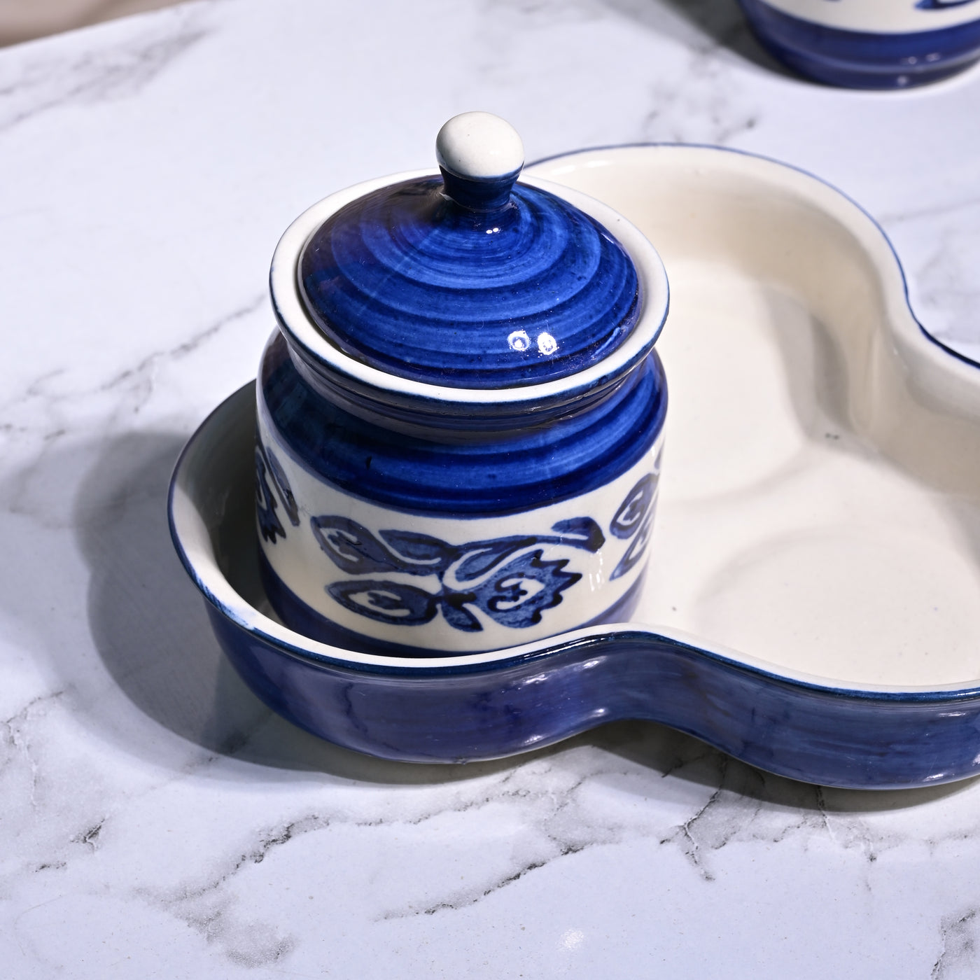 Royal Blue Elegance Hand-Painted Condiment Set
