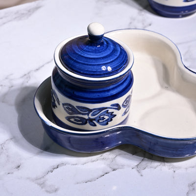 Royal Blue Elegance Hand-Painted Condiment Set