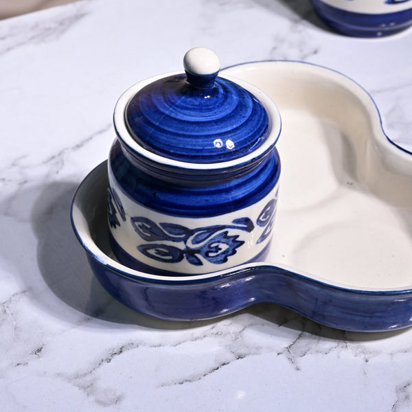 Royal Blue Elegance Hand-Painted Condiment Set