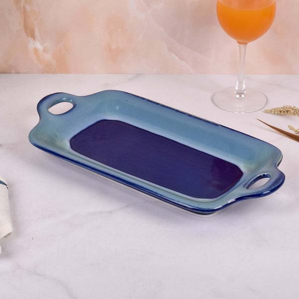 Aqua & Navy Ceramic Platter