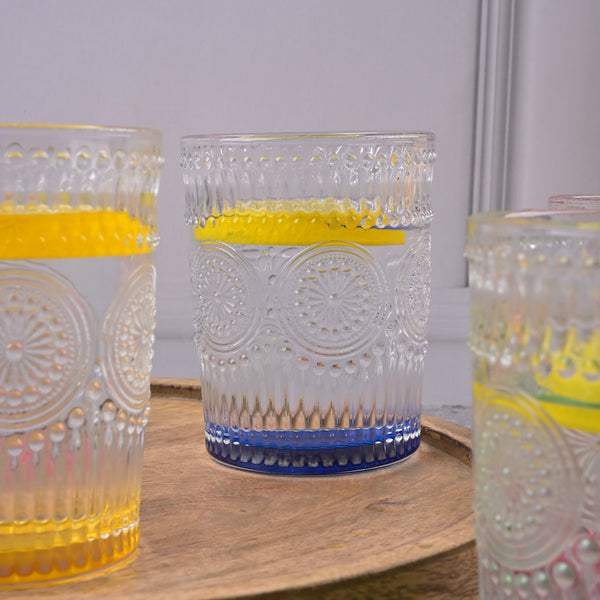 Multicolor Textured Drinking Glasses (Set of 6)