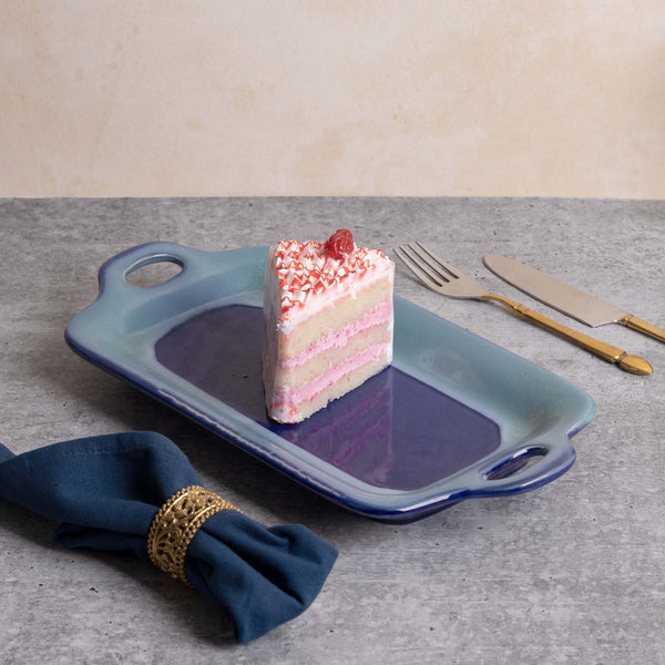 Aqua & Navy Ceramic Platter