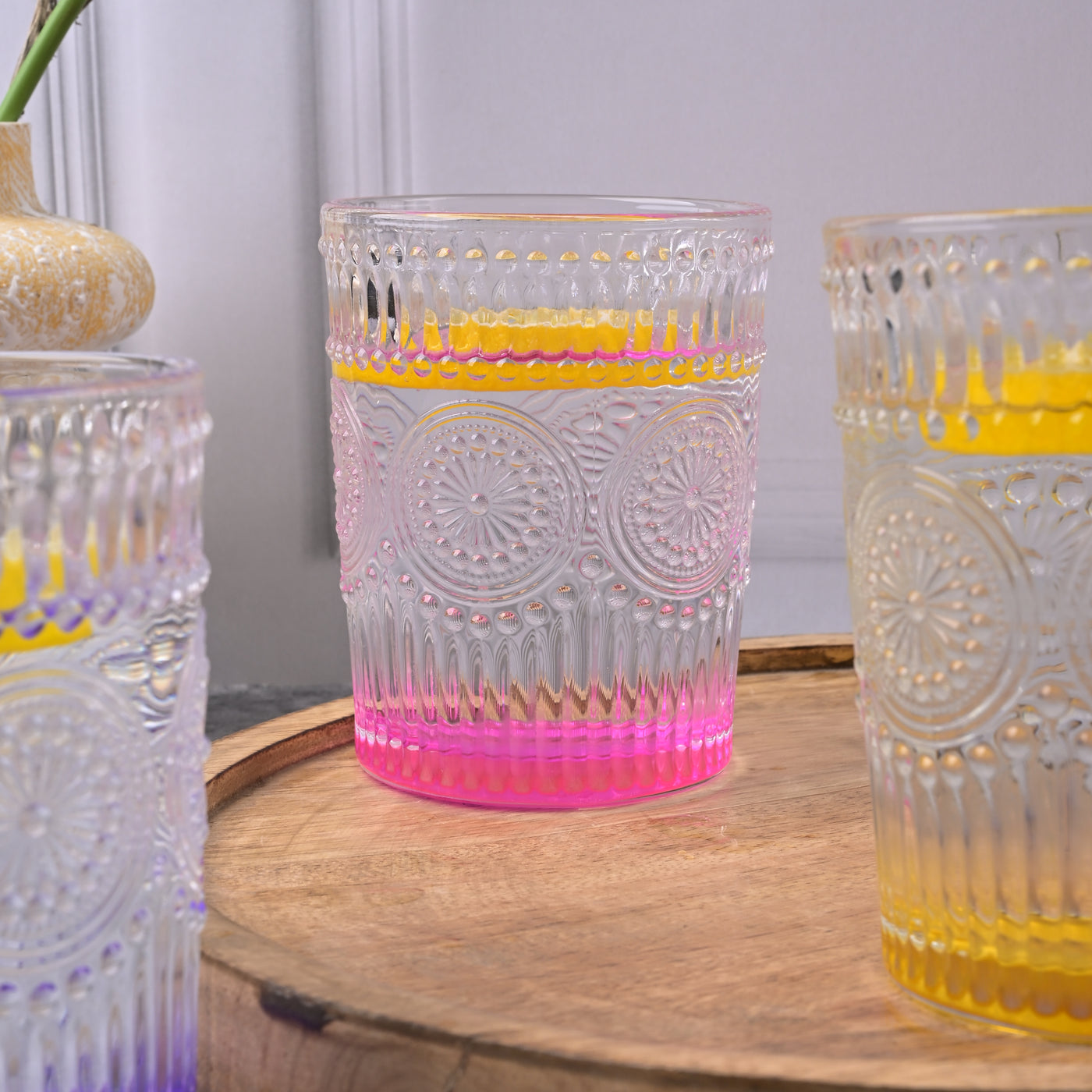 Multicolor Textured Drinking Glasses (Set of 6)