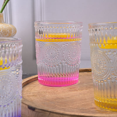 Multicolor Textured Drinking Glasses (Set of 6)