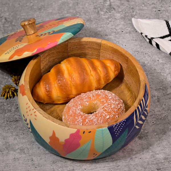 Tropical Round Wooden Casserole with Lid
