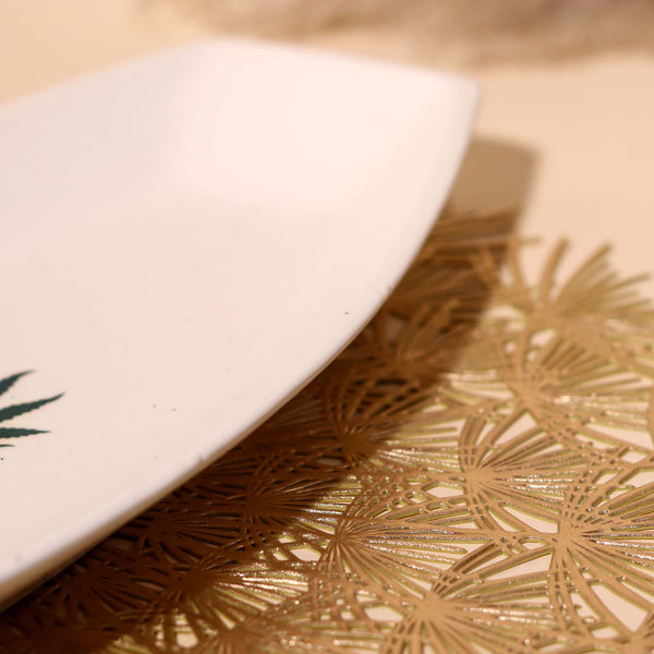 White Leaf Serving Platter
