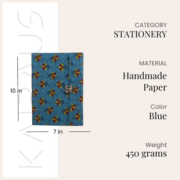 Blue Floral Diary with Lock (10x7inch)