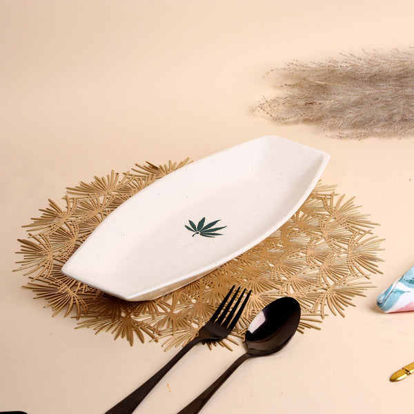 White Leaf Serving Platter