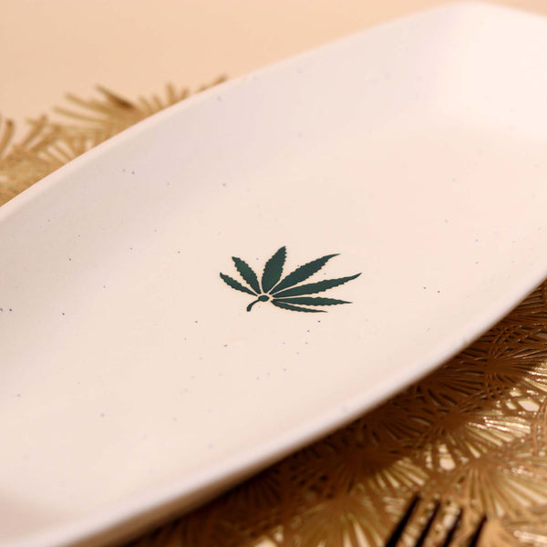 White Leaf Serving Platter