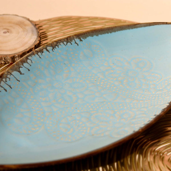 Sky Blue Leaf Lace Platter