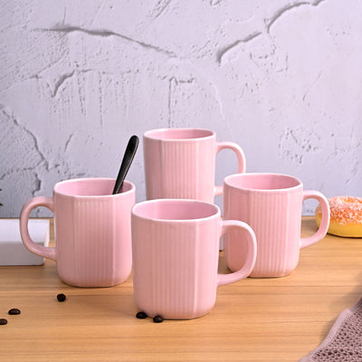 Light Pink Ceramic Coffee Mug Set of 4