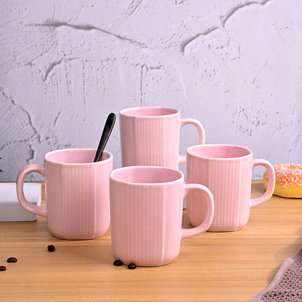 Light Pink Ceramic Coffee Mug Set of 4