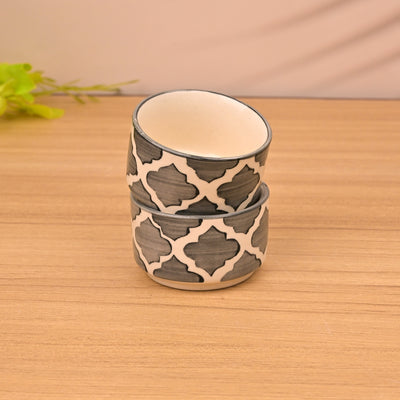 Elegant Grey Ceramic Mini Dip Bowl Sets