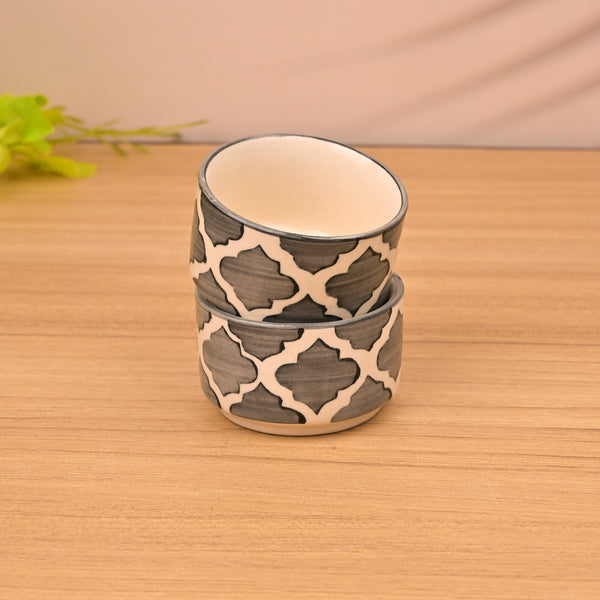 Elegant Grey Ceramic Mini Dip Bowl (Set of 2)