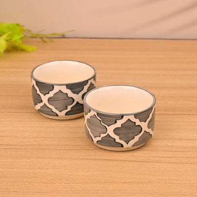 Elegant Grey Ceramic Mini Dip Bowl Sets