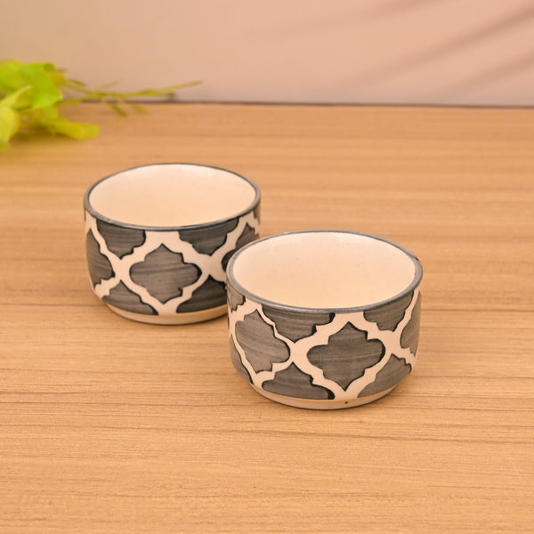 Elegant Grey Ceramic Mini Dip Bowl (Set of 2)
