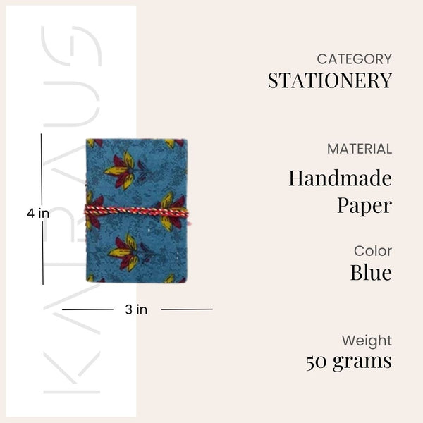 Blue Printed Fabric Cover Diary (4x3inch)