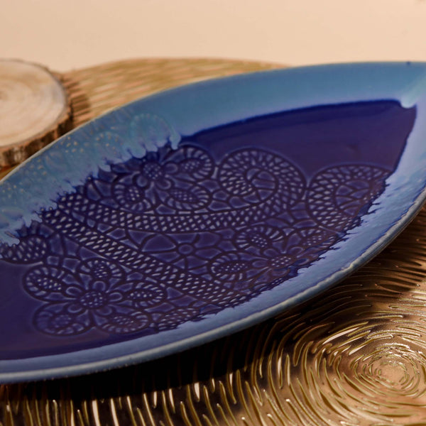 Navy Floral Lace Platter