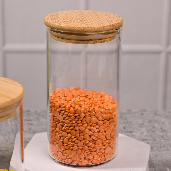 Heritage Glass Storage Jar with Wooden Lid Set of 2 (270ml)