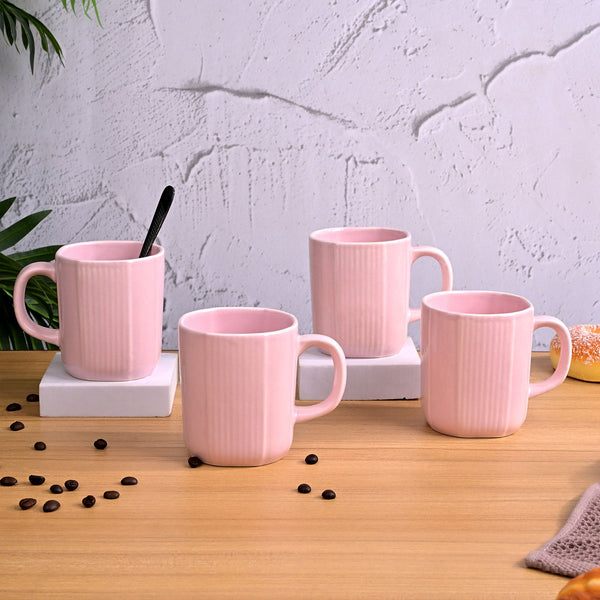 Light Pink Ceramic Coffee Mug Set of 4