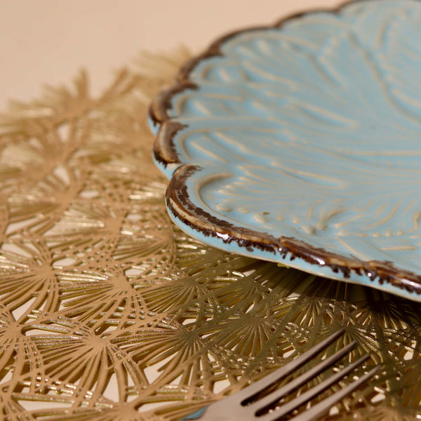 Embroidered Muted Blue Platter