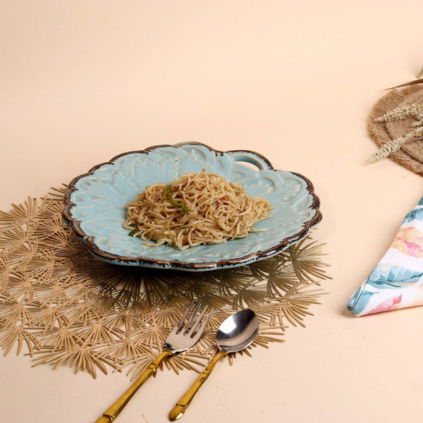 Embroidered Muted Blue Platter