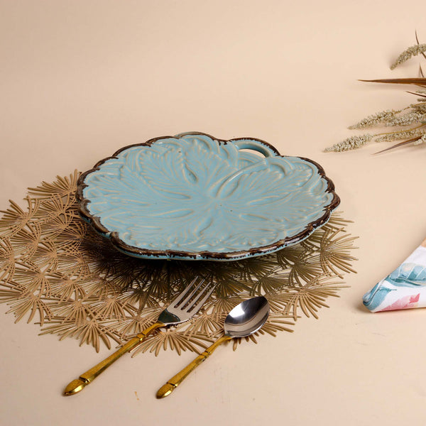 Embroidered Muted Blue Platter