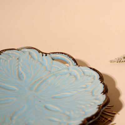 Embroidered Muted Blue Platter