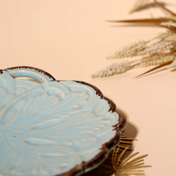 Embroidered Muted Blue Platter