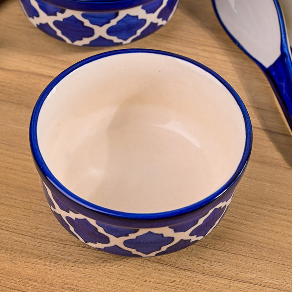 Blue Porcelain Soup Bowl Set with Spoon (Set of 2)