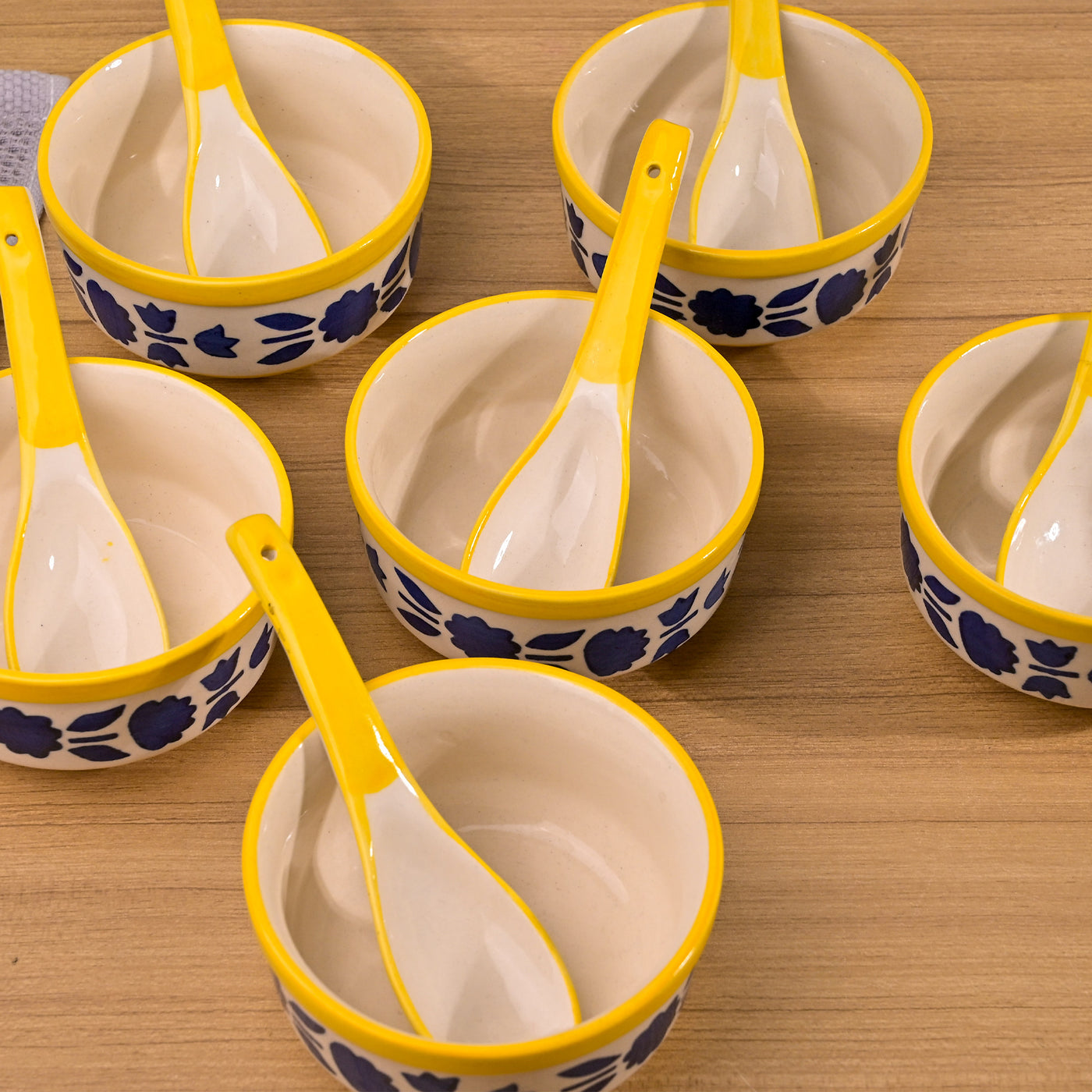 Blue Soup Bowl with Spoon Sets
