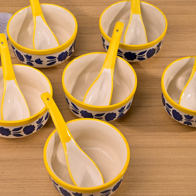 Blue Soup Bowl with Spoon Sets