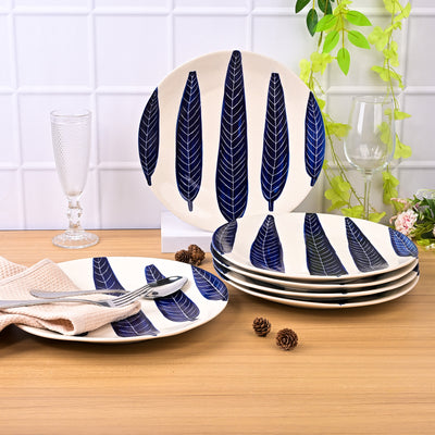 Ashoka Leaf Impressed Dinner Plates Set of 6 (10.5 Inch)