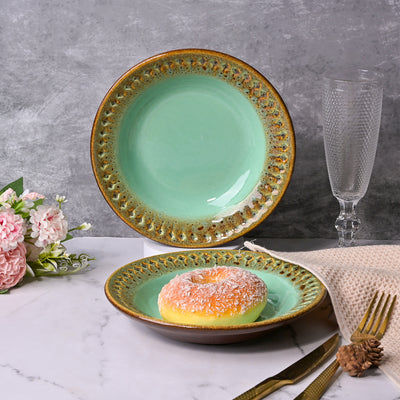 Aesthetic Aqua Ceramic Snack Plates Set (7.5 inch)