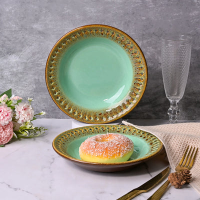 Aesthetic Aqua Ceramic Snack Plates Set (7.5 inch)