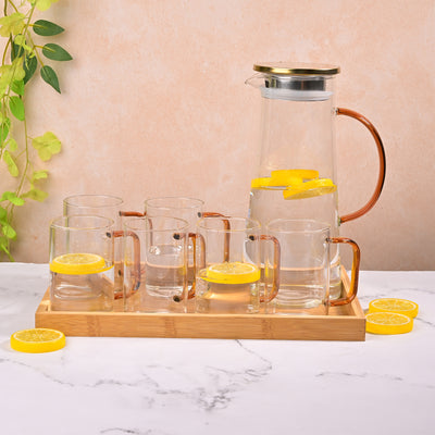 Elegant Glass Pitcher and Mug Set