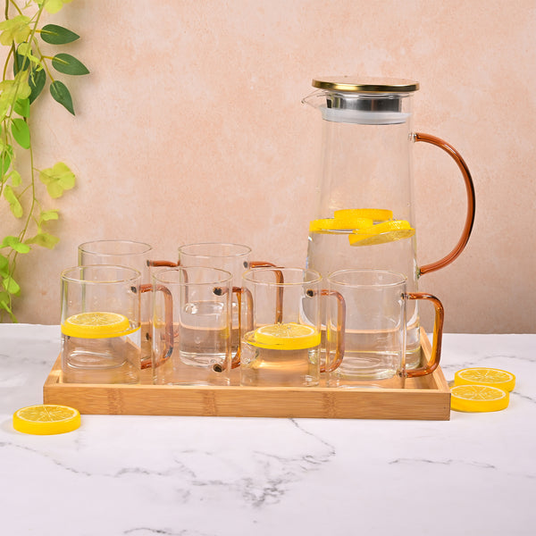 Elegant Glass Pitcher and Mug Set