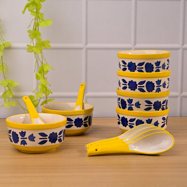 Blue Soup Bowl with Spoon (Set of 6)