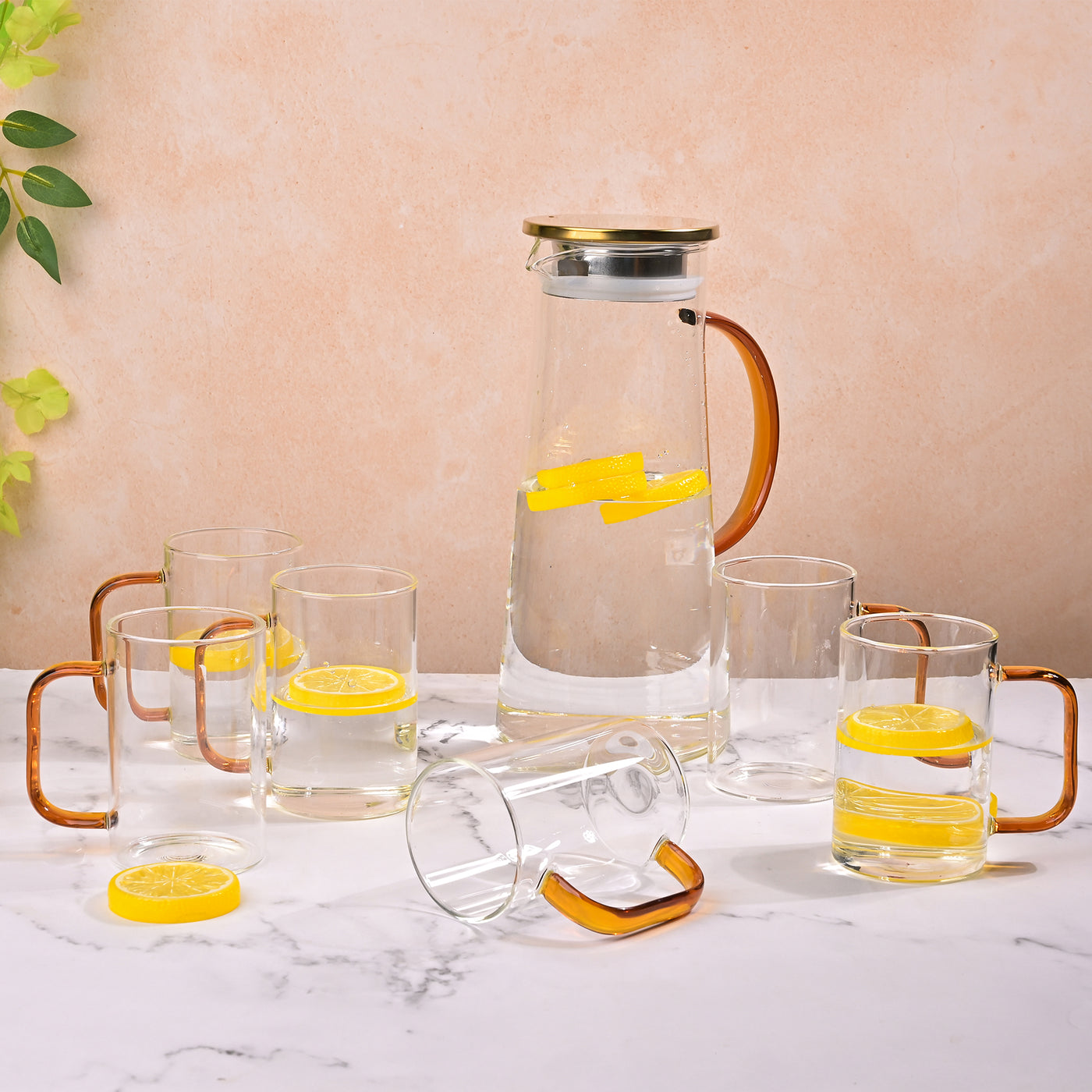 Elegant Glass Pitcher and Mug Set
