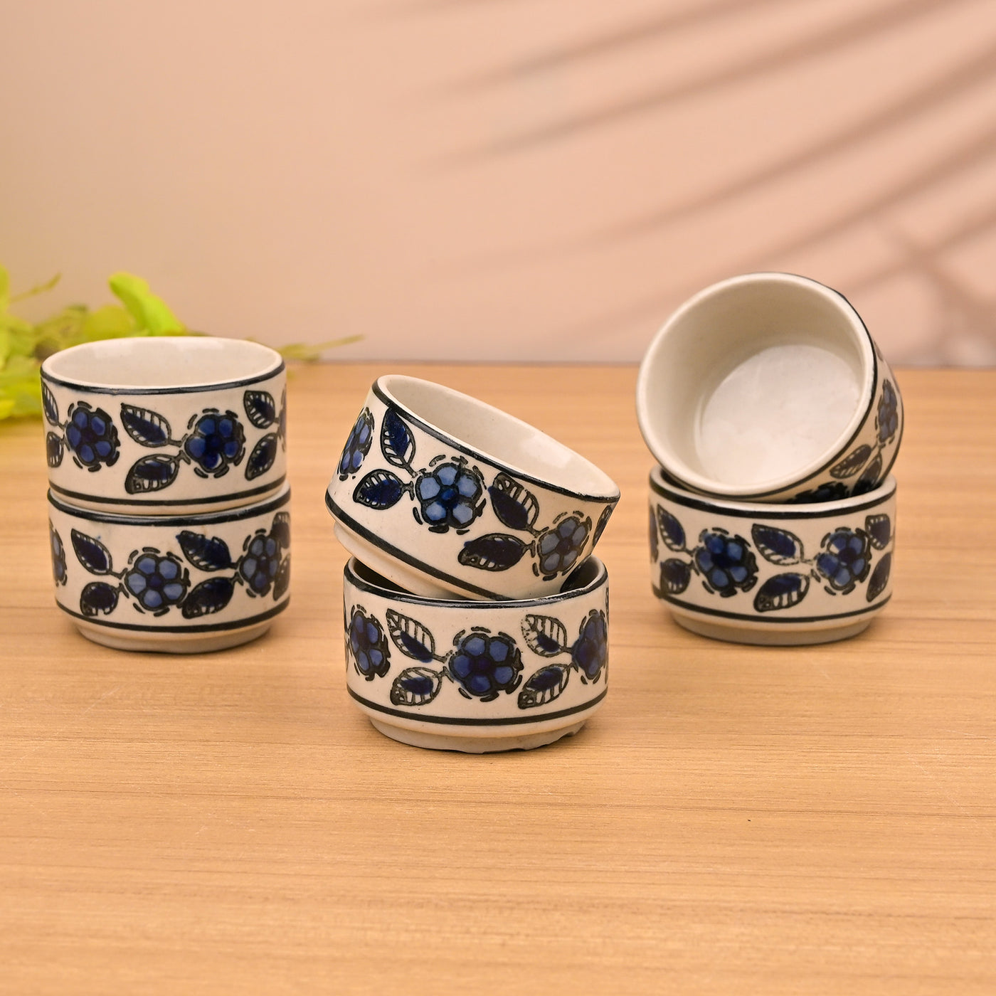Handpainted Floral Ceramic Chutney Bowl Sets