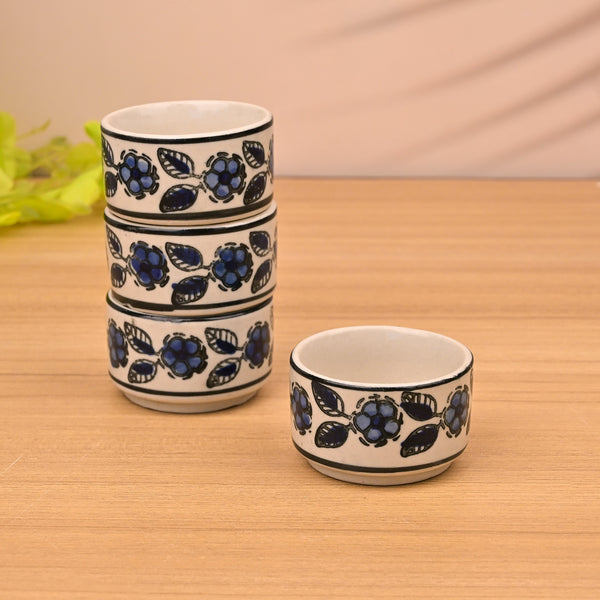 Handpainted Floral Ceramic Chutney Bowl (Set of 4)