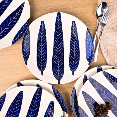 Ashoka Leaf Impressed Dinner Plates Set of 6 (10.5 Inch)