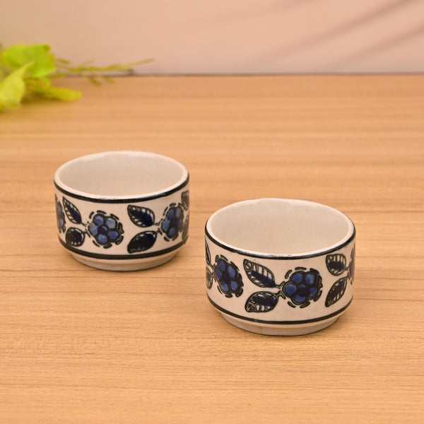 Handpainted Floral Ceramic Chutney Bowl (Set of 2)