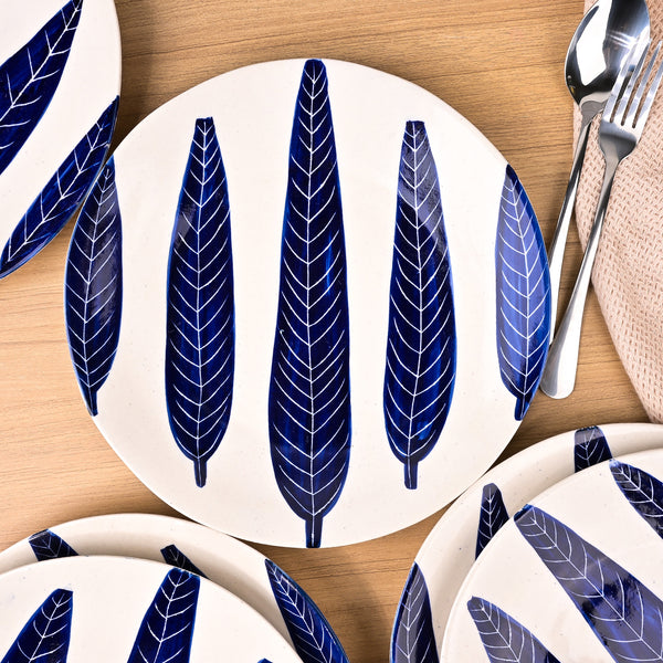 Ashoka Leaf Impressed Dinner Plates Set of 6 (10.5 Inch)
